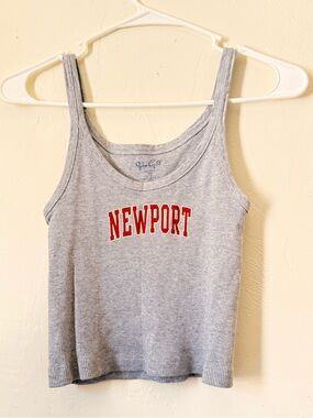 Brandy Melville Gray Tank Top with Red Newport Logo
